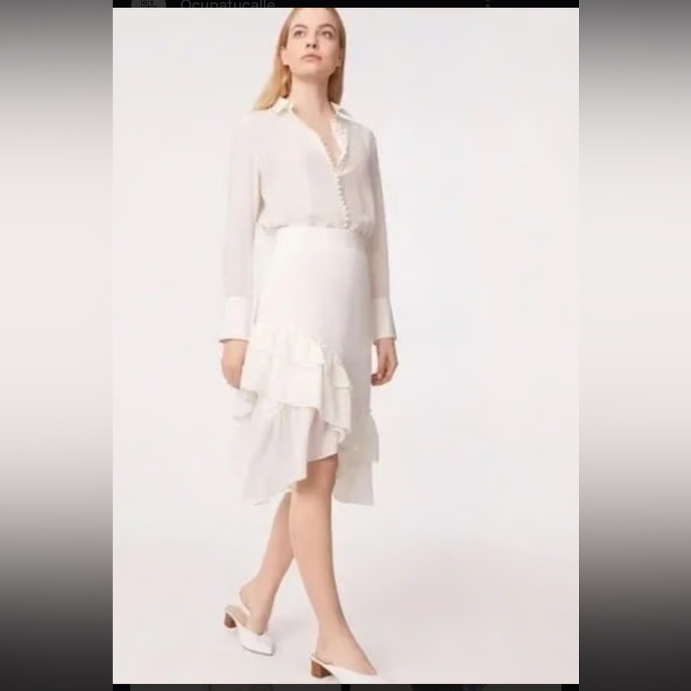 Club Monaco Cream Asymmetrical Ruffle Skirt Size 6